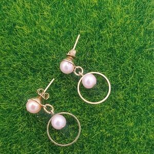 Pearl Hoop‎ Drop Earrings E1021